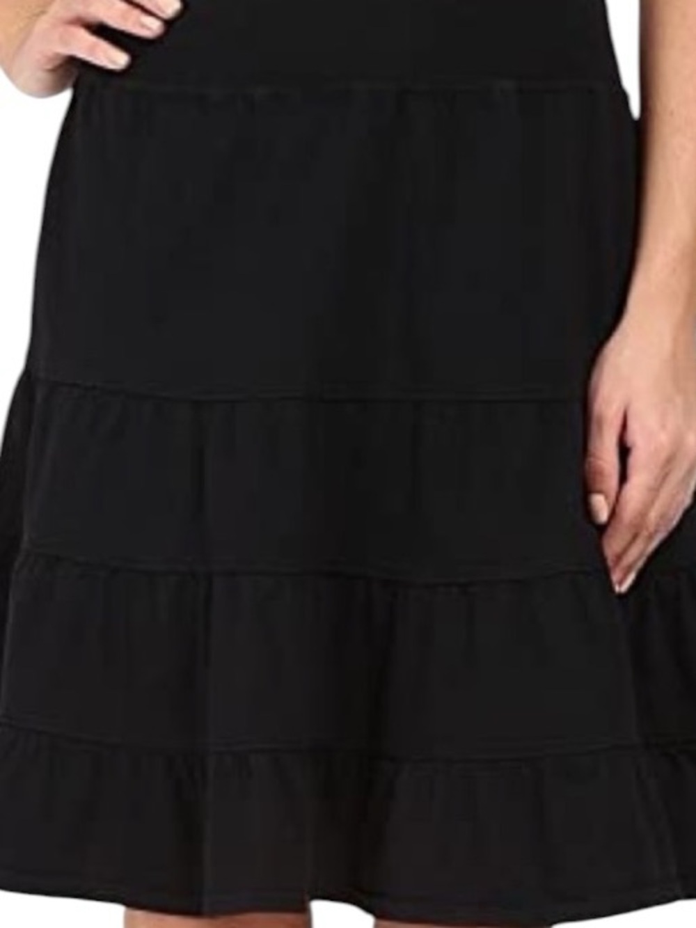 Fresh Produce Cotton Tiered Ruffle Skirt S Black Pull On Boho Beach Coastal - Picture 2 of 9